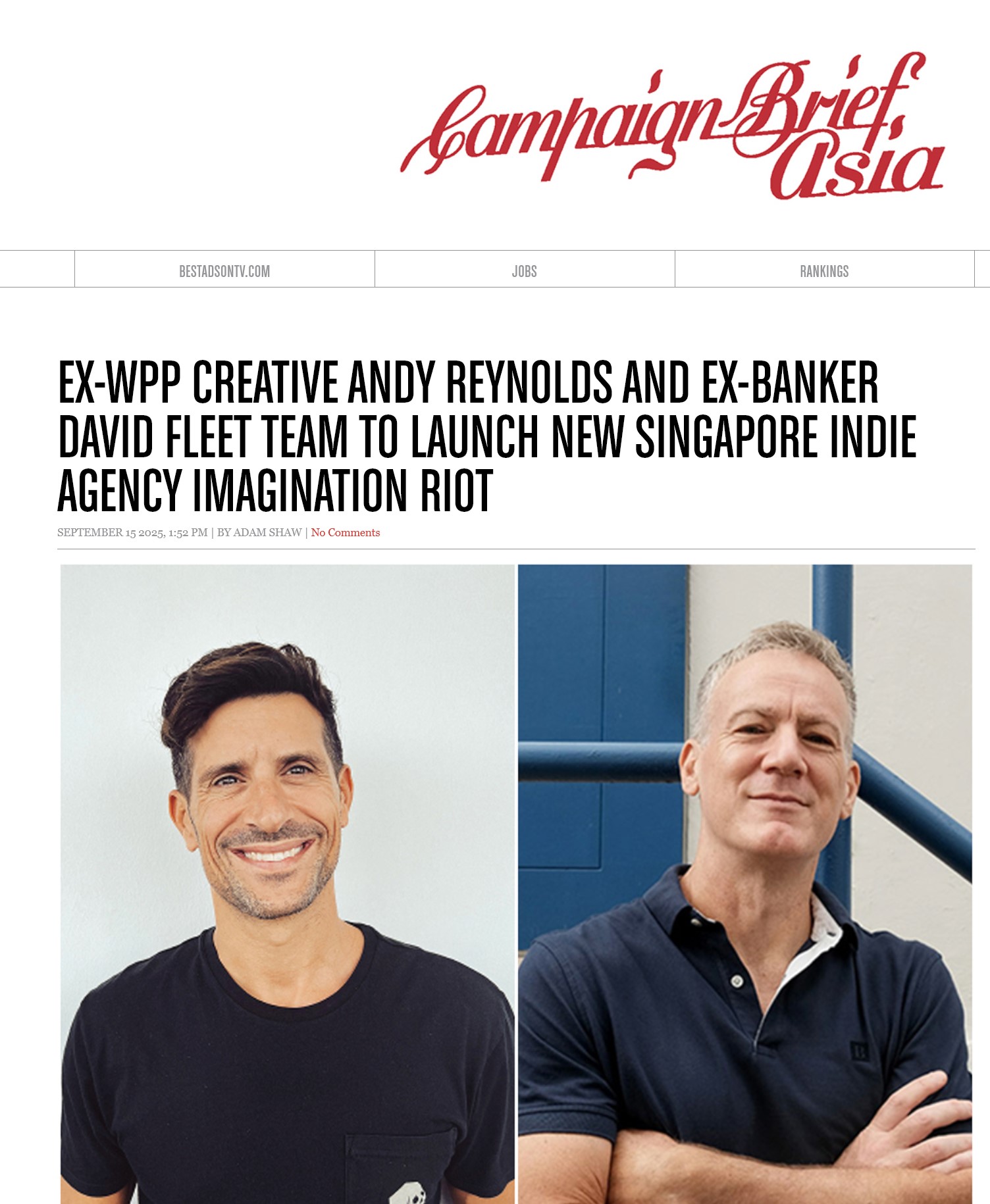 Imagination Riot featured in Campaign Brief Asia